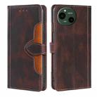 For Sharp Aquos R9 Skin Feel Magnetic Buckle Leather Phone Case(Brown) - 1