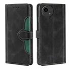 For Sharp Aqous Wish4 Skin Feel Magnetic Buckle Leather Phone Case(Black) - 1