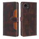 For Sharp Aqous Wish4 Skin Feel Magnetic Buckle Leather Phone Case(Brown) - 1