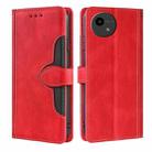 For Sharp Aqous Wish4 Skin Feel Magnetic Buckle Leather Phone Case(Red) - 1