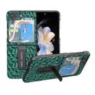 For Samsung Galaxy Z Flip5 ABEEL Genuine Leather Sky Series Phone Case with Holder(Green) - 1