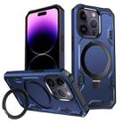 For iPhone 14 Pro Patronus MagSafe Magnetic Holder Phone Case(Navy Blue) - 1