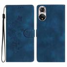 For Honor 50 Flower Butterfly Embossing Pattern Leather Phone Case(Blue) - 1