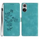 For Honor 50 Flower Butterfly Embossing Pattern Leather Phone Case(Sky Blue) - 1
