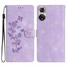 For Honor 50 Flower Butterfly Embossing Pattern Leather Phone Case(Purple) - 1