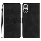 For Honor 50 Flower Butterfly Embossing Pattern Leather Phone Case(Black) - 1