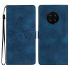 For Honor 50 Lite Flower Butterfly Embossing Pattern Leather Phone Case(Blue) - 1