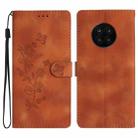 For Honor 50 Lite Flower Butterfly Embossing Pattern Leather Phone Case(Brown) - 1