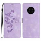 For Honor 50 Lite Flower Butterfly Embossing Pattern Leather Phone Case(Purple) - 1