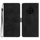 For Honor 50 Lite Flower Butterfly Embossing Pattern Leather Phone Case(Black) - 1