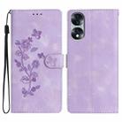 For Honor 70 Flower Butterfly Embossing Pattern Leather Phone Case(Purple) - 1