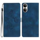 For Honor X7 / Play 30 Plus Flower Butterfly Embossing Pattern Leather Phone Case(Blue) - 1