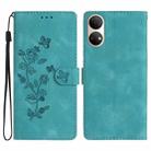 For Honor X7 / Play 30 Plus Flower Butterfly Embossing Pattern Leather Phone Case(Sky Blue) - 1