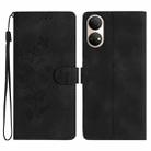 For Honor X7 / Play 30 Plus Flower Butterfly Embossing Pattern Leather Phone Case(Black) - 1