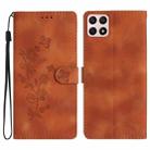 For Honor X8 / X30i Flower Butterfly Embossing Pattern Leather Phone Case(Brown) - 1