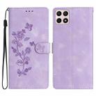 For Honor X8 / X30i Flower Butterfly Embossing Pattern Leather Phone Case(Purple) - 1