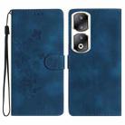 For Honor 90 Pro Flower Butterfly Embossing Pattern Leather Phone Case(Blue) - 1