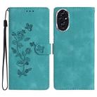 For Honor 200 Flower Butterfly Embossing Pattern Leather Phone Case(Sky Blue) - 1