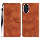 For Honor 200 Pro Flower Butterfly Embossing Pattern Leather Phone Case(Brown) - 1