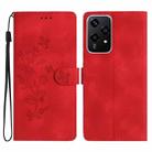 For Honor 200 Lite Global Flower Butterfly Embossing Pattern Leather Phone Case(Red) - 1