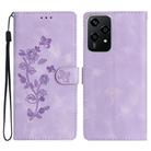 For Honor 200 Lite Global Flower Butterfly Embossing Pattern Leather Phone Case(Purple) - 1