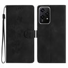 For Honor 200 Lite Global Flower Butterfly Embossing Pattern Leather Phone Case(Black) - 1