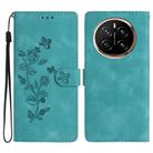 For Honor Magic7 Pro Flower Butterfly Embossing Pattern Leather Phone Case(Sky Blue) - 1