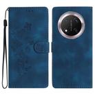 For Honor X9c Flower Butterfly Embossing Pattern Leather Phone Case(Blue) - 1