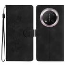 For Honor X9c Flower Butterfly Embossing Pattern Leather Phone Case(Black) - 1