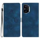 For Honor 400 Global 156.5mm Flower Butterfly Embossing Pattern Leather Phone Case(Blue) - 1