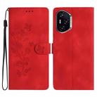 For Honor 400 Global 156.5mm Flower Butterfly Embossing Pattern Leather Phone Case(Red) - 1