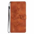 For Honor 400 Global 156.5mm Flower Butterfly Embossing Pattern Leather Phone Case(Brown) - 2