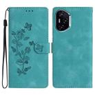 For Honor 400 Global 156.5mm Flower Butterfly Embossing Pattern Leather Phone Case(Sky Blue) - 1