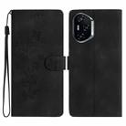 For Honor 400 Global 156.5mm Flower Butterfly Embossing Pattern Leather Phone Case(Black) - 1