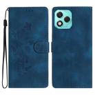 For Honor 400 Lite Global Flower Butterfly Embossing Pattern Leather Phone Case(Blue) - 1