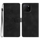 For Honor X5b Flower Butterfly Embossing Pattern Leather Phone Case(Black) - 1