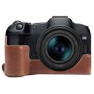 For Canon EOS R8 1/4 inch Thread PU Leather Camera Half Case Base(Coffee) - 1