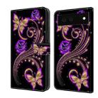 For Google Pixel 6 Crystal 3D Shockproof Protective Leather Phone Case(Purple Flower Butterfly) - 1