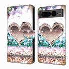 For Google Pixel 7 Crystal 3D Shockproof Protective Leather Phone Case(Pink Diamond Heart) - 1