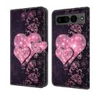For Google Pixel 7 Crystal 3D Shockproof Protective Leather Phone Case(Lace Love) - 1