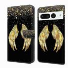 For Google Pixel 7 Pro Crystal 3D Shockproof Protective Leather Phone Case(Golden Wings) - 1