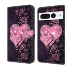 For Google Pixel 7 Pro Crystal 3D Shockproof Protective Leather Phone Case(Lace Love) - 1