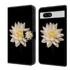 For Google Pixel 7a Crystal 3D Shockproof Protective Leather Phone Case(White Flower) - 1