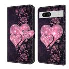 For Google Pixel 7a Crystal 3D Shockproof Protective Leather Phone Case(Lace Love) - 1