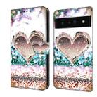 For Google Pixel 6 Pro Crystal 3D Shockproof Protective Leather Phone Case(Pink Diamond Heart) - 1