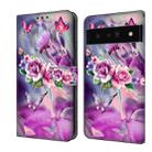 For Google Pixel 6 Pro Crystal 3D Shockproof Protective Leather Phone Case(Butterfly) - 1