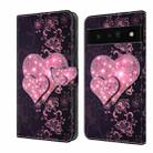 For Google Pixel 6 Pro Crystal 3D Shockproof Protective Leather Phone Case(Lace Love) - 1