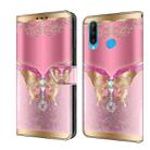 For Huawei P30 Lite Crystal 3D Shockproof Protective Leather Phone Case(Pink Bottom Butterfly) - 1