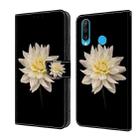 For Huawei P30 Lite Crystal 3D Shockproof Protective Leather Phone Case(White Flower) - 1