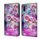 For Huawei P30 Lite Crystal 3D Shockproof Protective Leather Phone Case(Butterfly) - 1